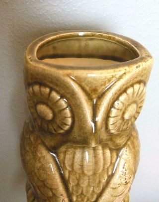 Vintage LARGE Owl Vase MCM Shades of Cocoa Brown 12 