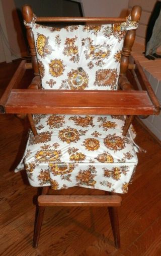 Antique Vintage Wood Upholstery Jenny Lind Doll High Chair 28 " -