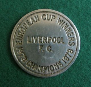 Vintage Liverpool Football Club Sterling Silver 1978 European Cup Winners Coin