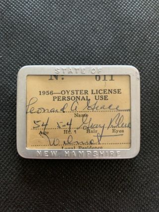 Rare 1956 Hampshire Personal Use Oyster Fishing License