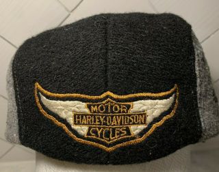 Vintage Harley Davidson Motorcycle Newsboy Cap Hat Wool With Leather Brim,  Xl
