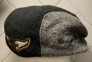 Vintage Harley Davidson Motorcycle Newsboy Cap Hat Wool With Leather Brim,  XL 2