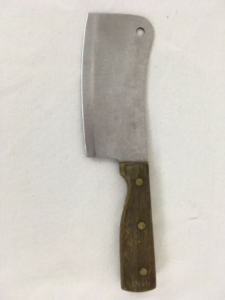 Vtg Old Homestead Lifetime Cutlery Japan Wood Handle Chopping Knife Cleaver