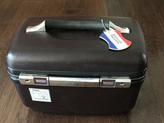 Vintage American Tourister Make Up Train Cosmetic Case Brown W/ Mirror No Key