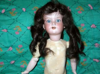 Antique Bisque Socket Head A.  M.  German Doll.  Compo Body.  Glass Eyes.  16 "