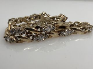 Vintage Sterling Silver Gold Tone Cz Bracelet 7.  75”