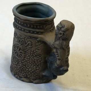 Vintage 1971 Jim Rumph Mythical Pottery Mug Tankard Nymph Satyr Naked Woman