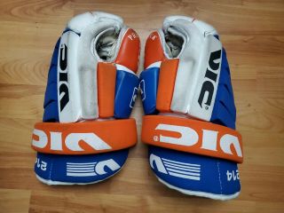 Vintage Orange & Blue Vic Victoria 214 Hockey Gloves