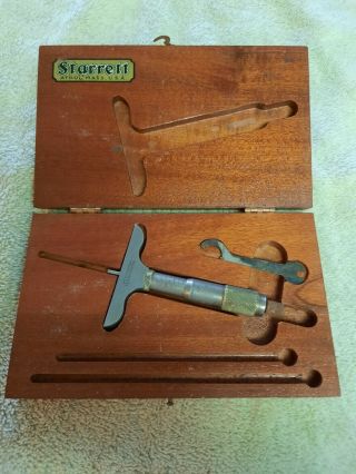 Vintage Starrett 440 - A Micrometer Depth Gauge With Case.