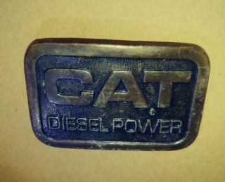 Vintage 1976 Cat Diesel Power Brass Belt Buckle Great Patina Caterpillar