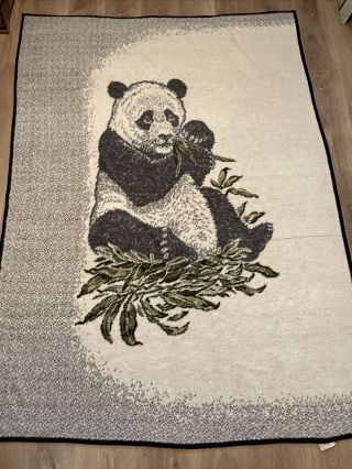 Vintage Biederlack Panda Thermal Throw Blanket Usa 72 X 51