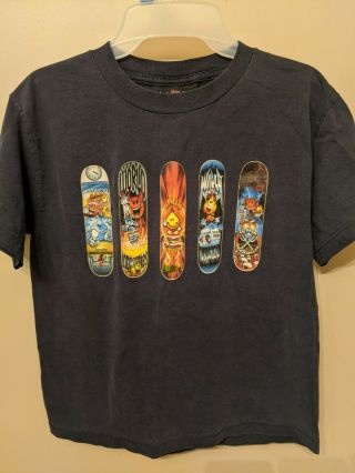 Vintage Dark Blue Boys Large World Industries Skateboard T Shirt