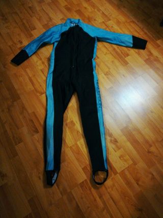 Vtg Henderson Aquatics Full Wetsuit Womens Xl Microprene Black/baby Blue