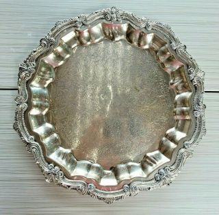 Vintage Silver Plated Embossed Round Serving Tray |ornate Design | Monogrammed