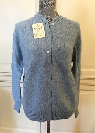 Vintage Nethy Scotland Shetland Wool Blue Cardigan Sweater Womens Size 42 Large
