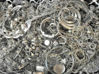 9 Lbs Silver Tone Jewelry Scrap Silver Plating Recovery Potential Vintage Mod