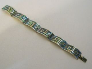 Los Ballesteros Vintage Mexican Silver & Abalone Bracelet Gorgeous Design 3