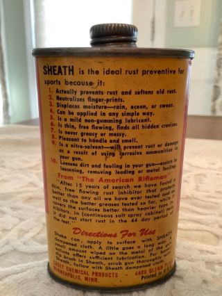 Vintage SHEATH POLARIZED SPORTS LEAD TOP GUN OIL Rare Old Advertising Tin Can 3