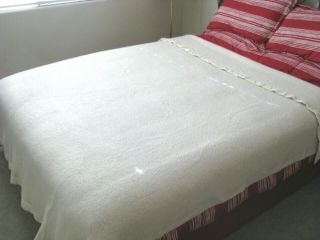 Vtg Faribo Blanket Wool With Satin Trim Cream/ivory Queen Extra Long 87 " X 102 "