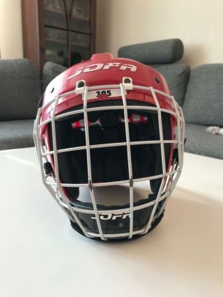 Vintage Red Jofa Sweden Hockey Helmet & Cage Size 50 - 57