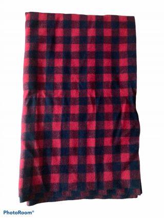 Vtg Woolrich Buffalo Red And Black Check Plaid 85 Wool Blanket Throw Made Usa