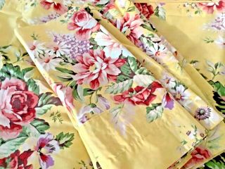 Vintage Ralph Lauren Sophie Brooke Rose Floral Pair Valances Vivid 85” Wide X 2