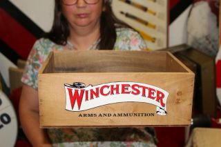 Vintage Winchester Arms & Ammunition Gun Store Wood Ammo Box Rifle Shotgun Sign