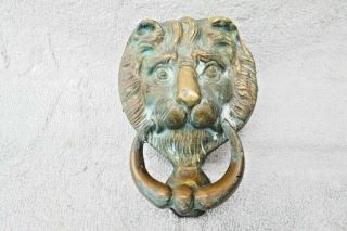 Vintage Brass Large Lion Mask Door Knocker,  Fixings Victorian Style 1970s Project