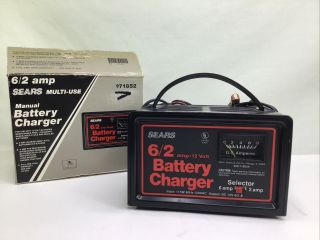 Vintage Sears 6/2 Amp 12v Battery Charger 9.  71852 - Tested/works Usa