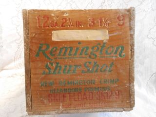 Old Empty WOOD REMINGTON SHUR SHOT shotgun shell box Vintage Collectable Skeet 3