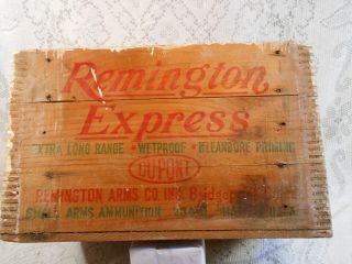 Old Empty Wood Remington Express Shotgun Shell Box Dove Tailed Vintage Collectab