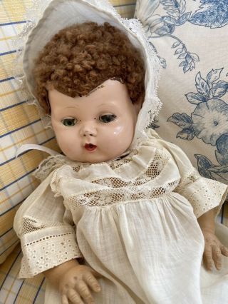 Antique Tiny Tears Doll Compo Head And Rubber Body