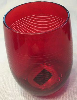 Vintage Mikasa Wine Glasses 16 Oz.  Cheers Ruby Red Stemless 4 - Piece Set Box