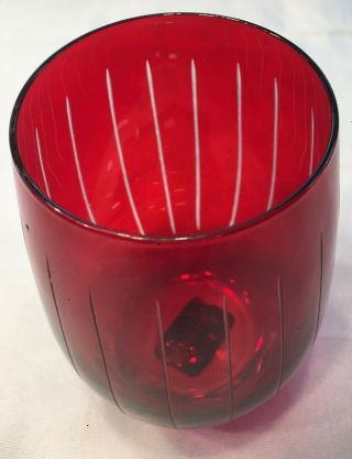 VINTAGE Mikasa Wine Glasses 16 oz.  CHEERS Ruby Red Stemless 4 - Piece Set Box 3