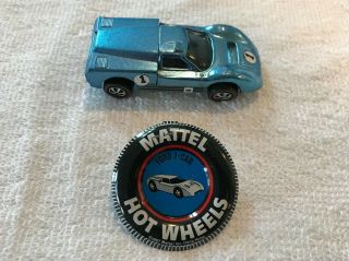 Vintage Redline Mattel Hot Wheels 67 Us Light Blue Ford J - Car With Dark Interior