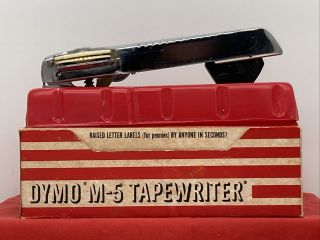 Vintage Dymo M - 5 Tapewriter Embossing Label Maker Chrome W/ Box And Paperwork