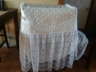 Fine Art Pillow Co.  Bassinet Cradle Skirt Lace Quilted Satin Vintage.