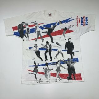 Vintage Campbell’s Soup Tour Of World Figure Skating T - Shirt Mens Xl White 90s