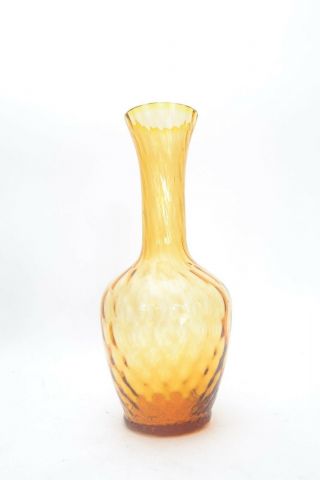Mid Century Vintage Amber Empoli Italian Optic Art Glass Vase