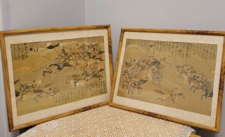 Vintage Asian Warrior Prints In Wooden Frames