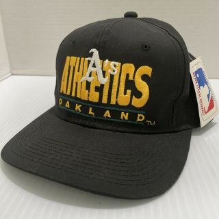 Vintage 90s Oakland Athletics A’s Mlb Black Snapback Hat Cap Old Stock