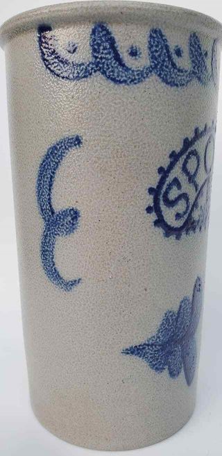 Vtg Beaumont Brothers Folk Art Pottery Maine Salt Glazed Stoneware Utensil Crock 3