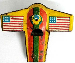 Vintage Tin Toy Whistle Made In Japan Airplane U.  S.  A.