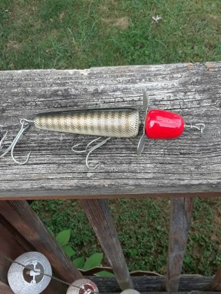 Vintage Early Pflueger Musky Globe Lure Gold Old Wood Antique Fishing