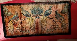 Vintage Peacock Velvet Tapestry Rectangle 39 X 20