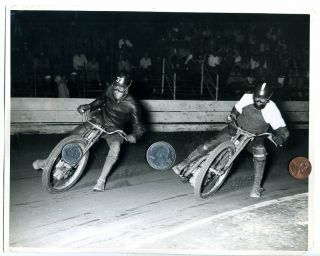 (7) 1947 - 1948 Vintage MOTORCYCLE Dirt Track RACING 8x10 B/W Action Photographs 3