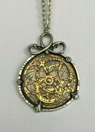 Vintage Pewter Alchemy Gothic Steampunk Pocket Watch Cogs & Dial Style Pendant