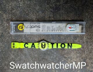 Vintage Retro Swatch Originals Watch Gk224 " Caution " 1996 Iob,