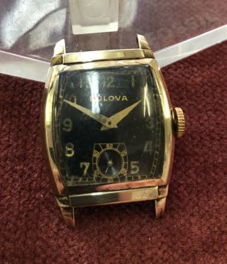 Vintage Bulova 1930 - 1940s 10k Rgp Bezel 15j Mens Wrist Watch.