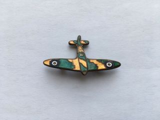 Cww2 Vintage Spitfire Shaped Millers Made Enamel Pin Badge